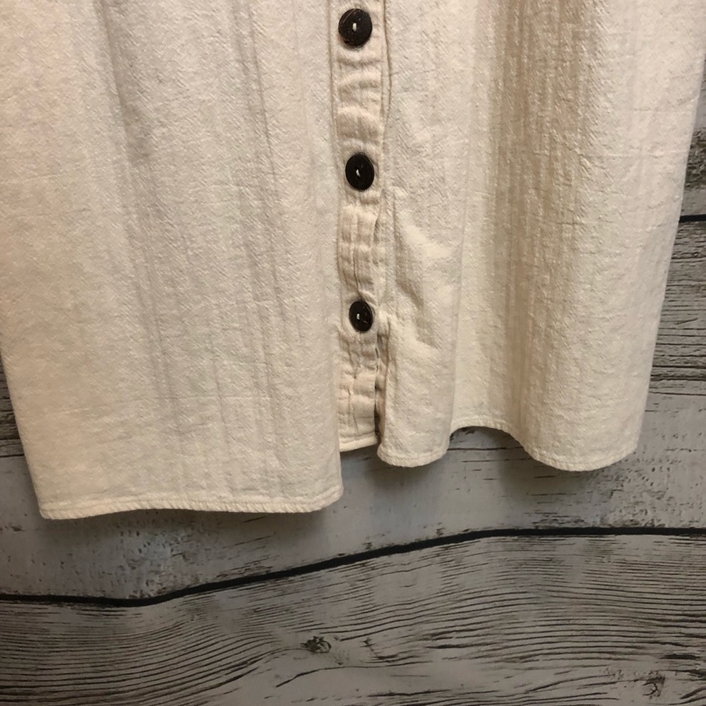 Rachel Oatmeal Cottage Core Button Up Midi Dress - Picture 3 of 16